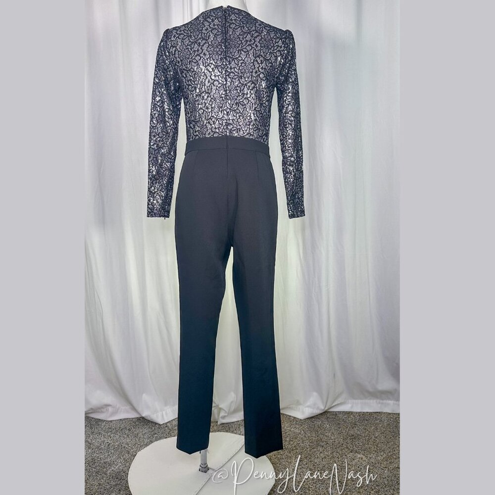Michael Kors Metallic Sequined Lace Tuxedo Jumpsuit - Picture 13 of 13